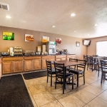 Breakfast buffet and seating area