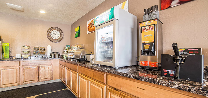 Breakfast area including hot waffles Breakfast area including hot waffles